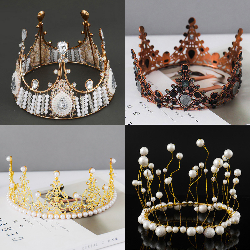 Crown Cake Decorative Ornaments Lace Queen Baroque Seaweed Starry Baking Decoration Birthday Cake Crown