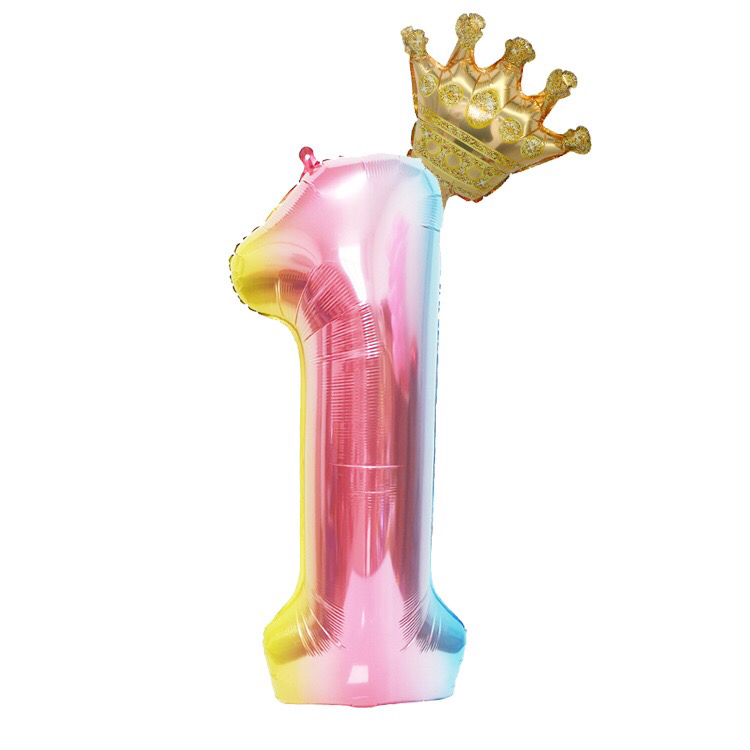 Amazon Cross-Border Balloon 40-Inch Gradient Digital Crown Balloon Set Children Full-Year Birthday Party Decoration Amazon Cross-Border Balloon 40-Inch Gradient Digital Crown Balloon Set Children Full-Year Birthday Party Decoration