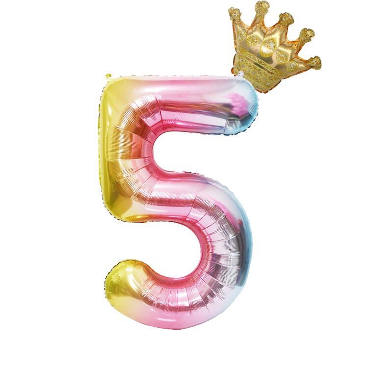 Amazon Cross-Border Balloon 40-Inch Gradient Digital Crown Balloon Set Children Full-Year Birthday Party Decoration Amazon Cross-Border Balloon 40-Inch Gradient Digital Crown Balloon Set Children Full-Year Birthday Party Decoration