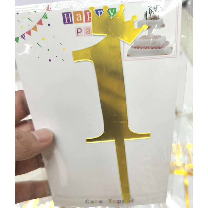 Birthday Full-Year Decorative Gold Silver Rose Gold Crown 0 1 5 8 Number Cake Inserting Card Acrylic