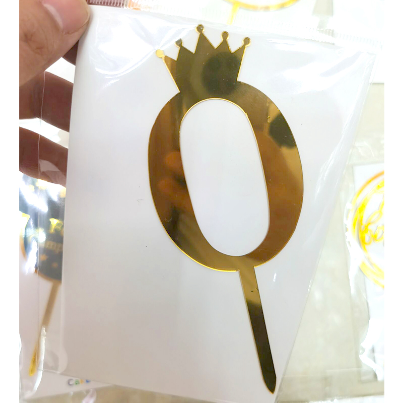 Birthday Full-Year Decorative Gold Silver Rose Gold Crown 0 1 5 8 Number Cake Inserting Card Acrylic