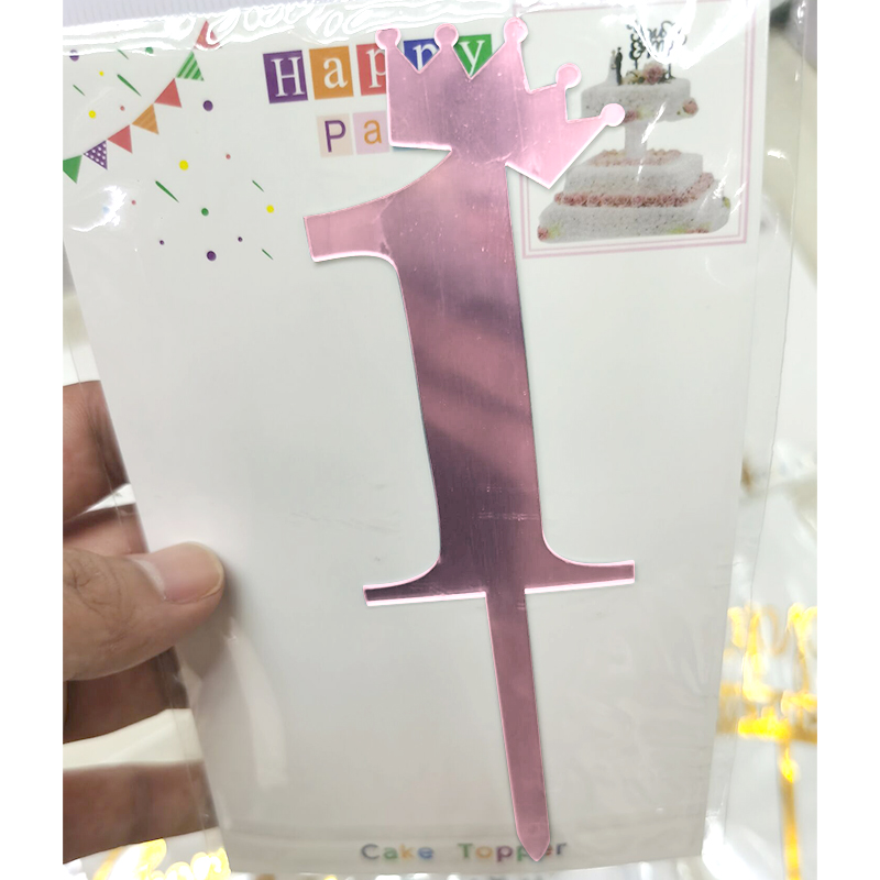 Birthday Full-Year Decorative Gold Silver Rose Gold Crown 0 1 5 8 Number Cake Inserting Card Acrylic