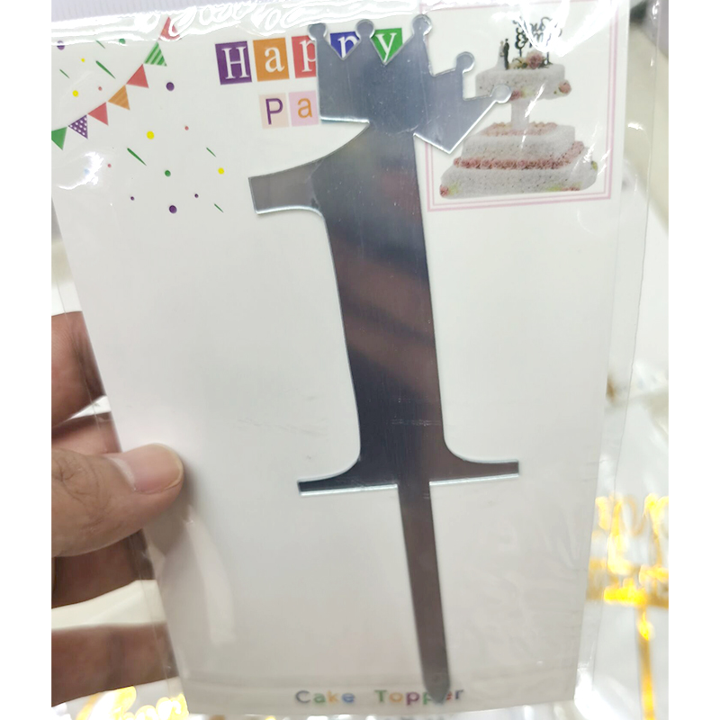 Birthday Full-Year Decorative Gold Silver Rose Gold Crown 0 1 5 8 Number Cake Inserting Card Acrylic
