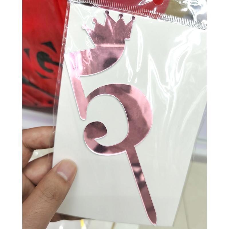 Birthday Full-Year Decorative Gold Silver Rose Gold Crown 0 1 5 8 Number Cake Inserting Card Acrylic