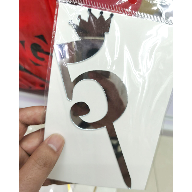 Birthday Full-Year Decorative Gold Silver Rose Gold Crown 0 1 5 8 Number Cake Inserting Card Acrylic