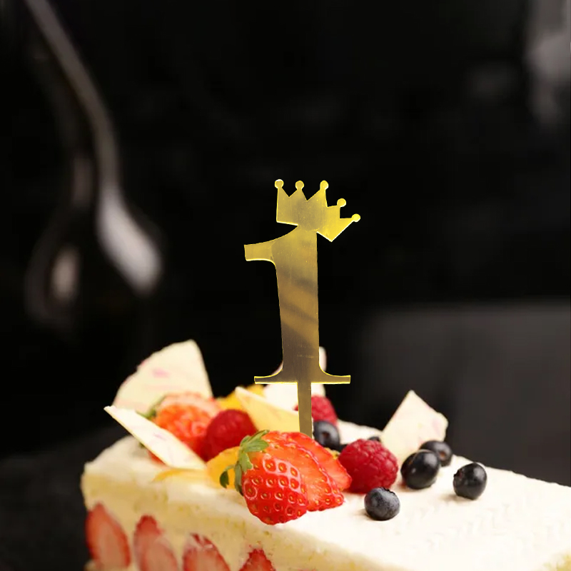 Birthday Full-Year Decorative Gold Silver Rose Gold Crown 0 1 5 8 Number Cake Inserting Card Acrylic