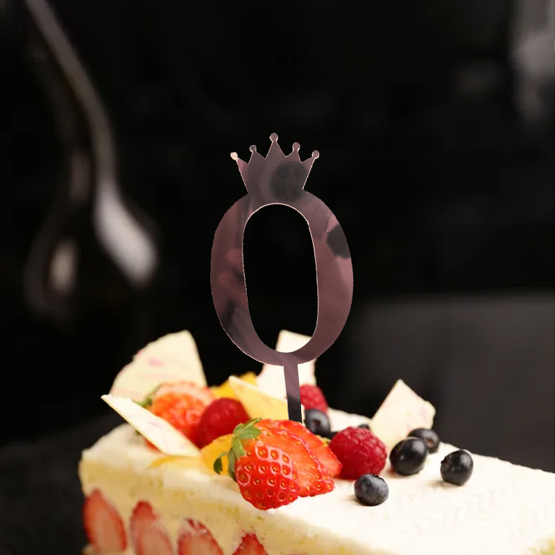 Birthday Full-Year Decorative Gold Silver Rose Gold Crown 0 1 5 8 Number Cake Inserting Card Acrylic