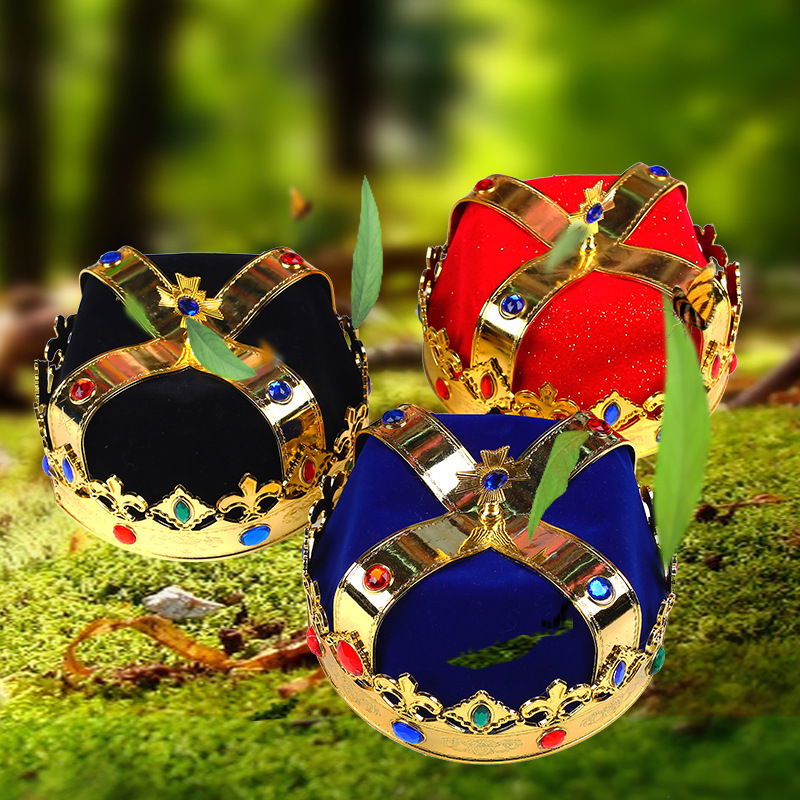 King Crown Children&#039;s Ball Dress up Plastic Emperor Hat Performance Props King Hat Crown Birthday Hat