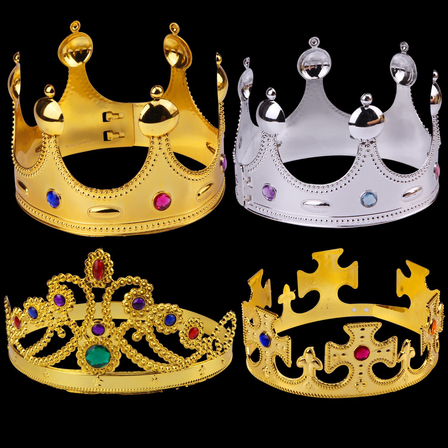 King Crown Children's Ball Dress up Plastic Emperor Hat Performance Props King Hat Crown Birthday Hat