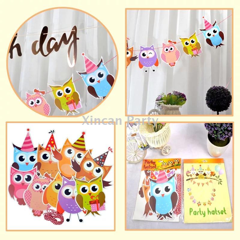 Holiday baby first birthday party decoration decoration supplies pull flower owl alien triangle pull flag