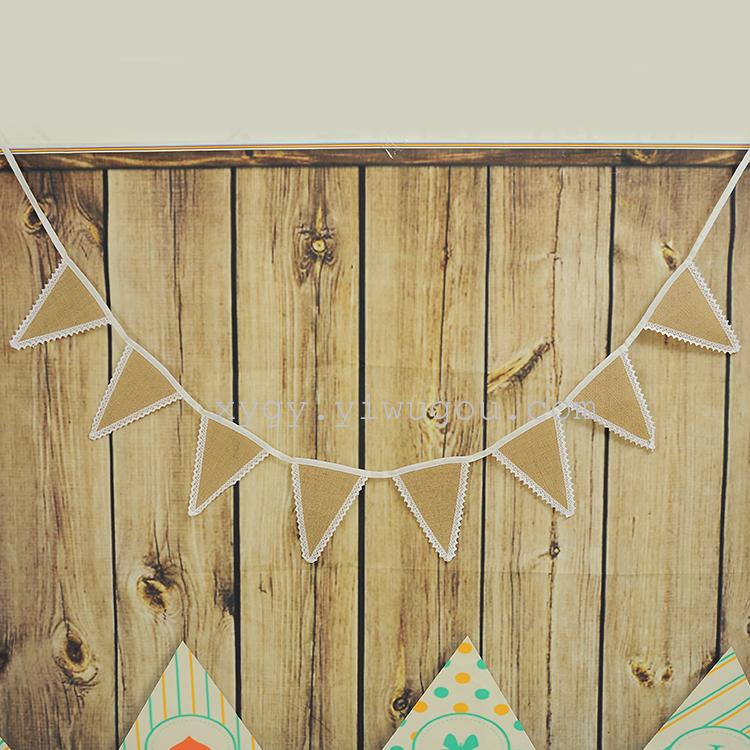 DIY linen decoration triangle-flag party decoration package side -flag Christmas wedding supplies
