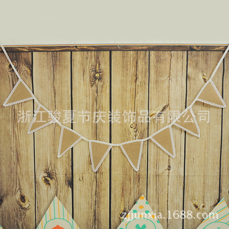 DIY linen decoration triangle-flag party decoration package side -flag Christmas wedding supplies DIY linen decoration triangle-flag party decoration package side -flag Christmas wedding supplies