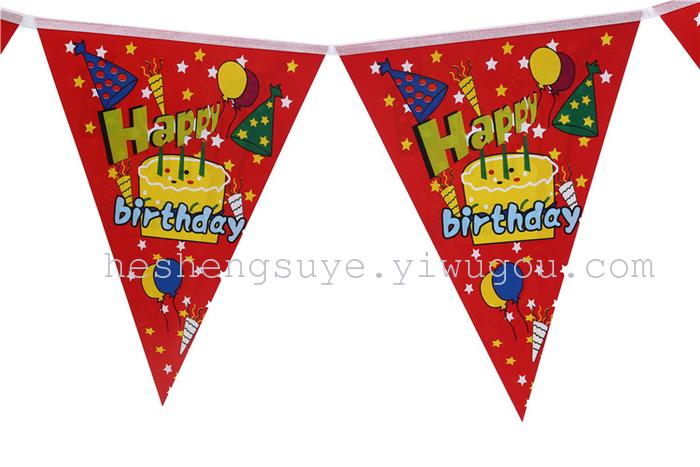 Birthday party scene decoration supplies Hanging triangle flag