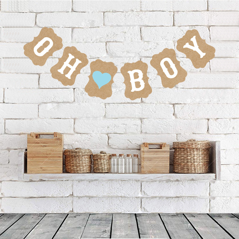 Factory Direct Sales Party Decoration Triangle Hanging Flag Photo Props Oh Boy Retro Kraft Paper Letter Banner Factory Direct Sales Party Decoration Triangle Hanging Flag Photo Props Oh Boy Retro Kraft Paper Letter Banner