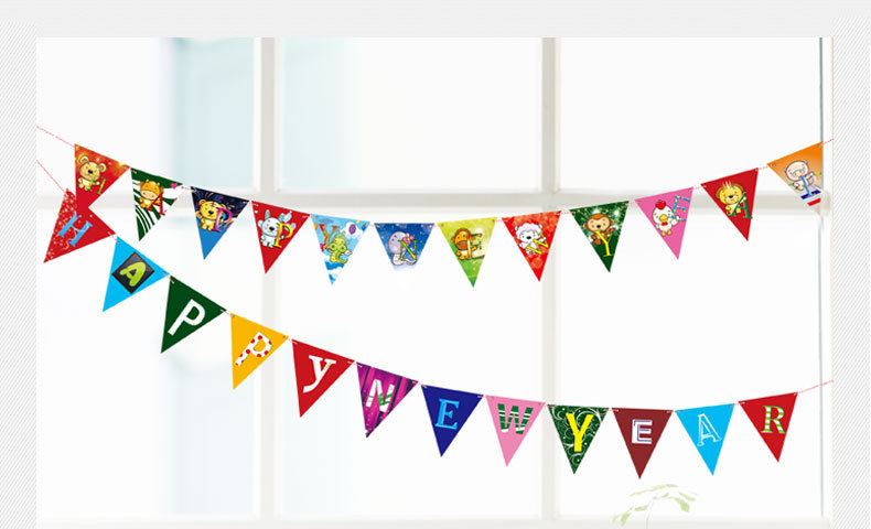Happy New Year Triangle Flag Zodiac Festival Layout Colorful Triangle Colorful Flags Birthday Pulling Banner Happy New Year Triangle Flag Zodiac Festival Layout Colorful Triangle Colorful Flags Birthday Pulling Banner