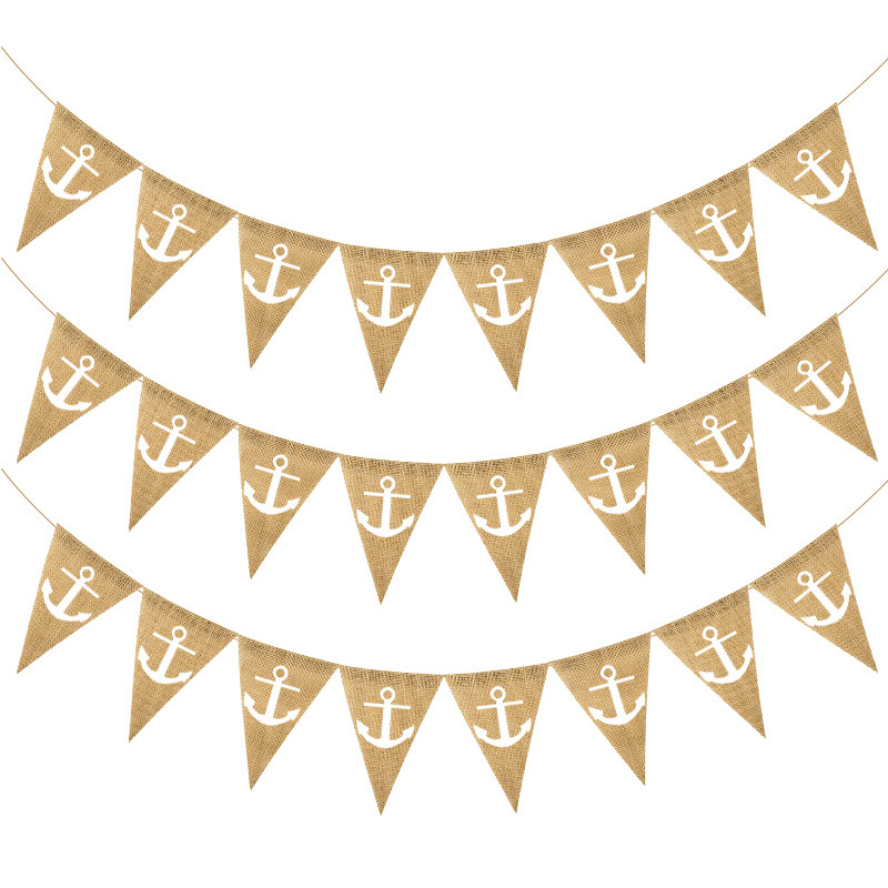 Factory Direct Sales Baby Shower Boys and Girls Party Decoration Garland String Flag Triangle Anchor Mapra Flag