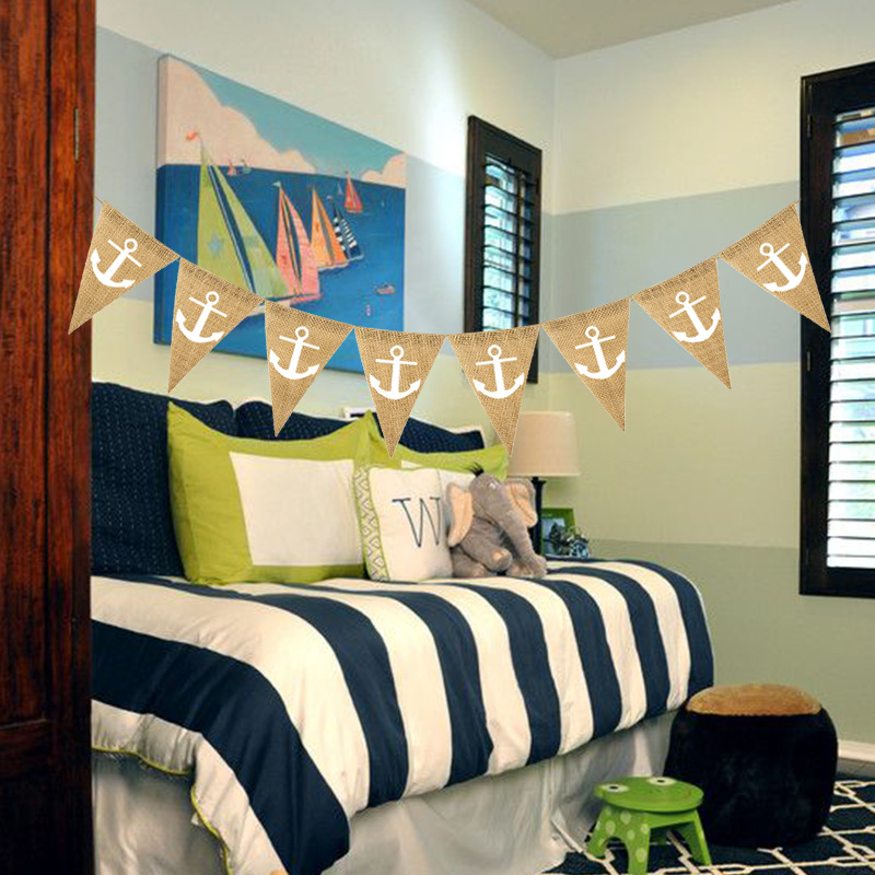 Factory Direct Sales Baby Shower Boys and Girls Party Decoration Garland String Flag Triangle Anchor Mapra Flag Factory Direct Sales Baby Shower Boys and Girls Party Decoration Garland String Flag Triangle Anchor Mapra Flag