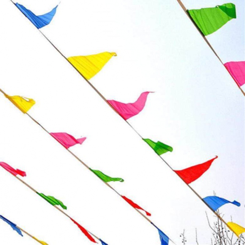 The celebration. Triangle flag decoration yoga studio at the door of the party barbecue red lantern new cotton hemp string flags flag