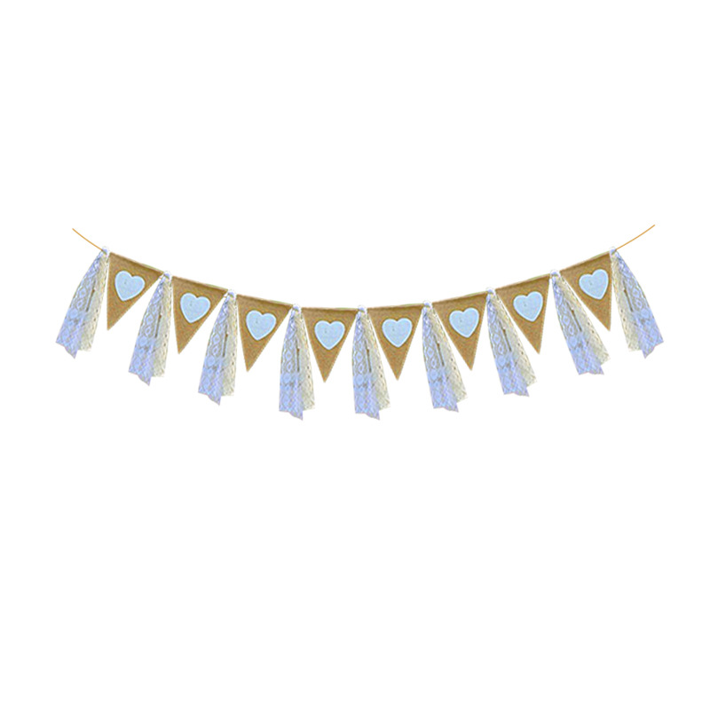 Marriage Engagement Party Decoration Garland Red Ribbon White Lace Love Heart Garland Linen Triangle Hanging Flag Marriage Engagement Party Decoration Garland Red Ribbon White Lace Love Heart Garland Linen Triangle Hanging Flag