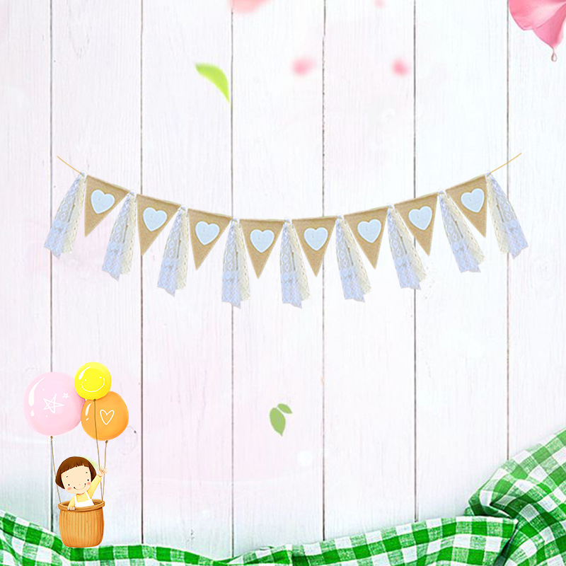 Marriage Engagement Party Decoration Garland Red Ribbon White Lace Love Heart Garland Linen Triangle Hanging Flag Marriage Engagement Party Decoration Garland Red Ribbon White Lace Love Heart Garland Linen Triangle Hanging Flag