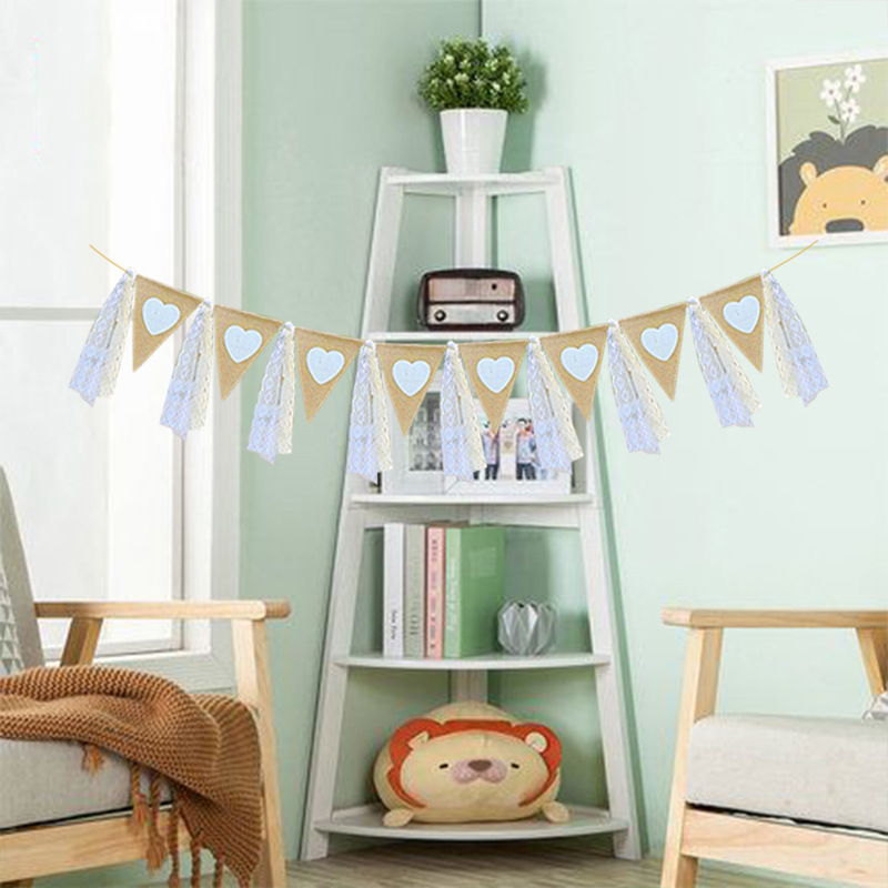 Marriage Engagement Party Decoration Garland Red Ribbon White Lace Love Heart Garland Linen Triangle Hanging Flag Marriage Engagement Party Decoration Garland Red Ribbon White Lace Love Heart Garland Linen Triangle Hanging Flag