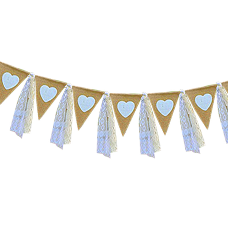 Marriage Engagement Party Decoration Garland Red Ribbon White Lace Love Heart Garland Linen Triangle Hanging Flag Marriage Engagement Party Decoration Garland Red Ribbon White Lace Love Heart Garland Linen Triangle Hanging Flag