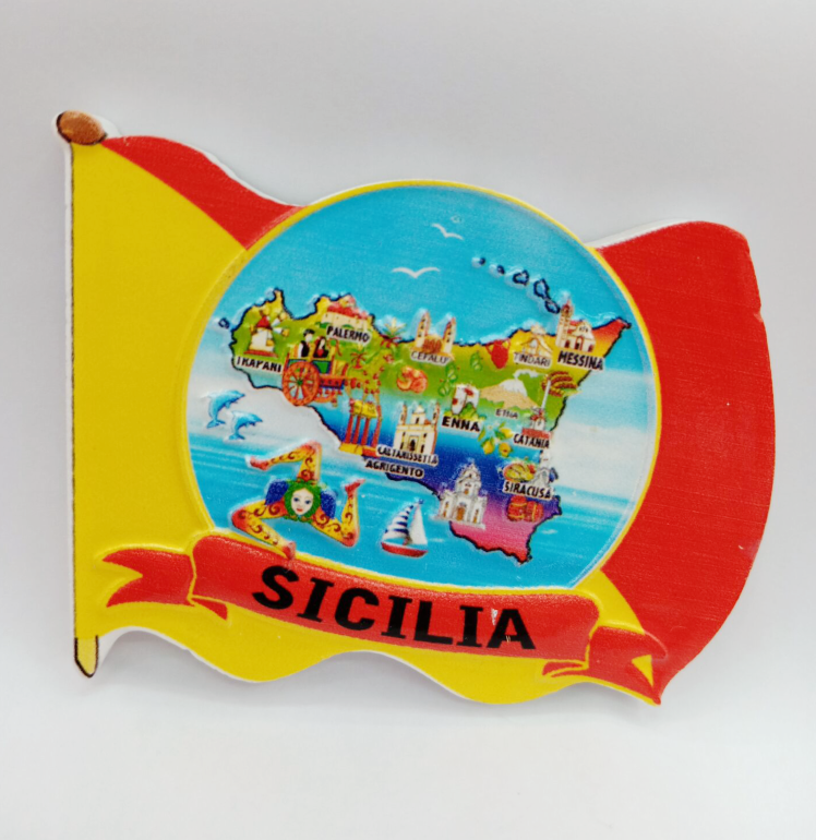 2019 Sicilian flag map triangle beauty resin printing refrigerator stickers