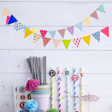 Triangle colored paper colored DIY pull flag decoration holiday party decorate props banner banner
