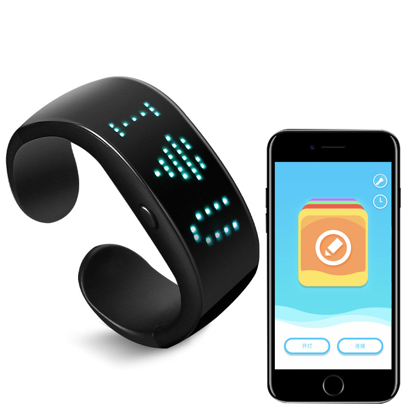 LED Display Bracelet Luminous Bracelet Bluetooth Display App Edit Anti-Lost Function Luminous Word-Moving