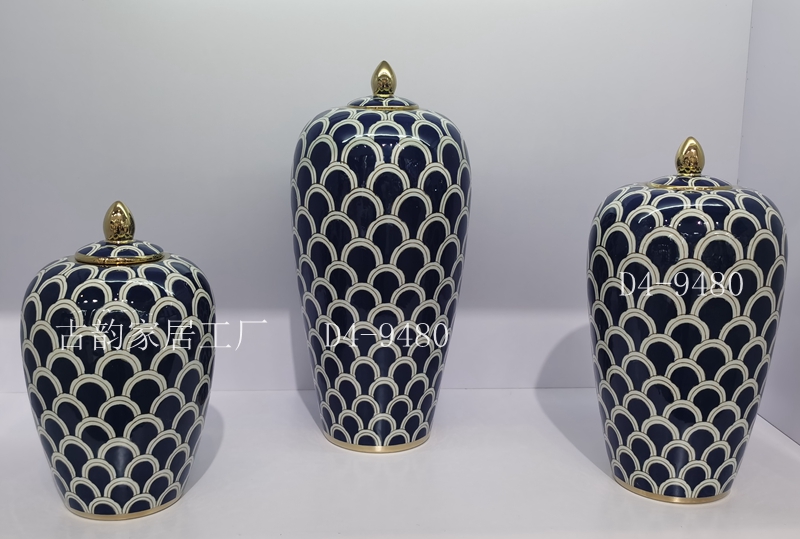 Blue and White Porcelain Vase Factory 9480 Ceramic Crafts Home Decoration Candy Box Decorations