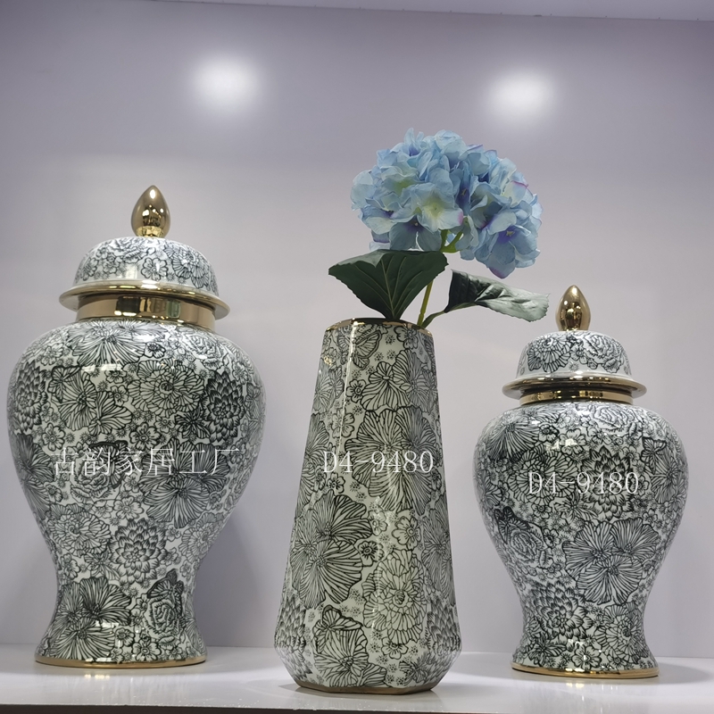 Blue and White Porcelain Vase Factory 9480 Ceramic Crafts Home Decoration Candy Box Decorations