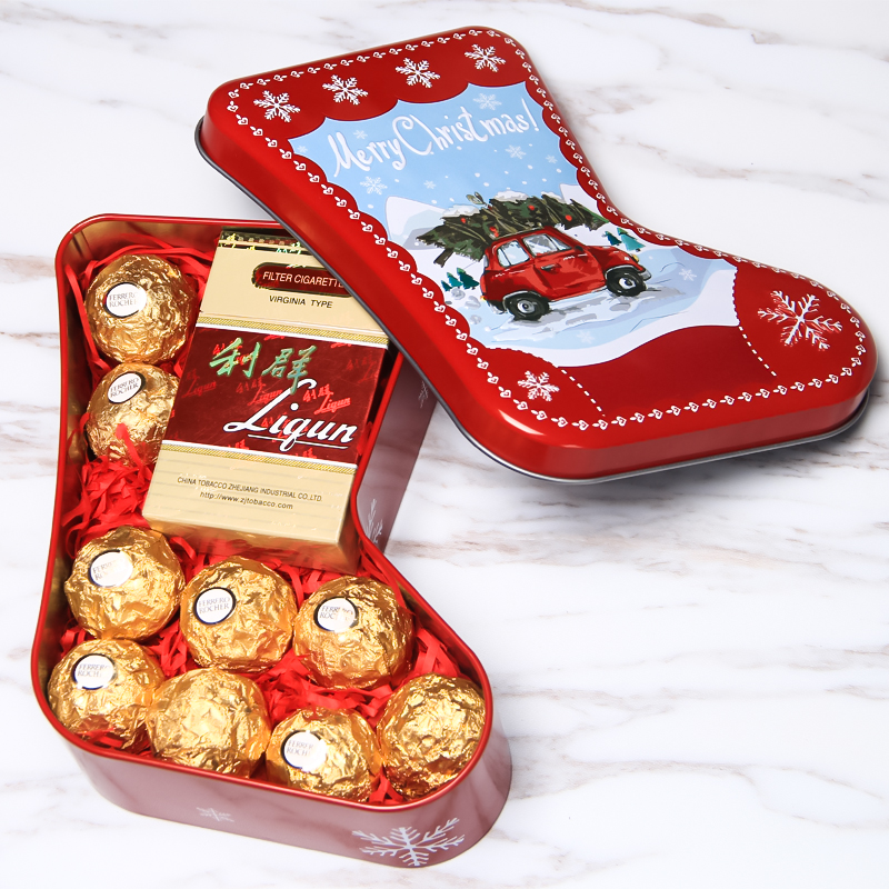 Best-selling new creative individuality christmas Christmas Eve gift pack large tinplate candy box