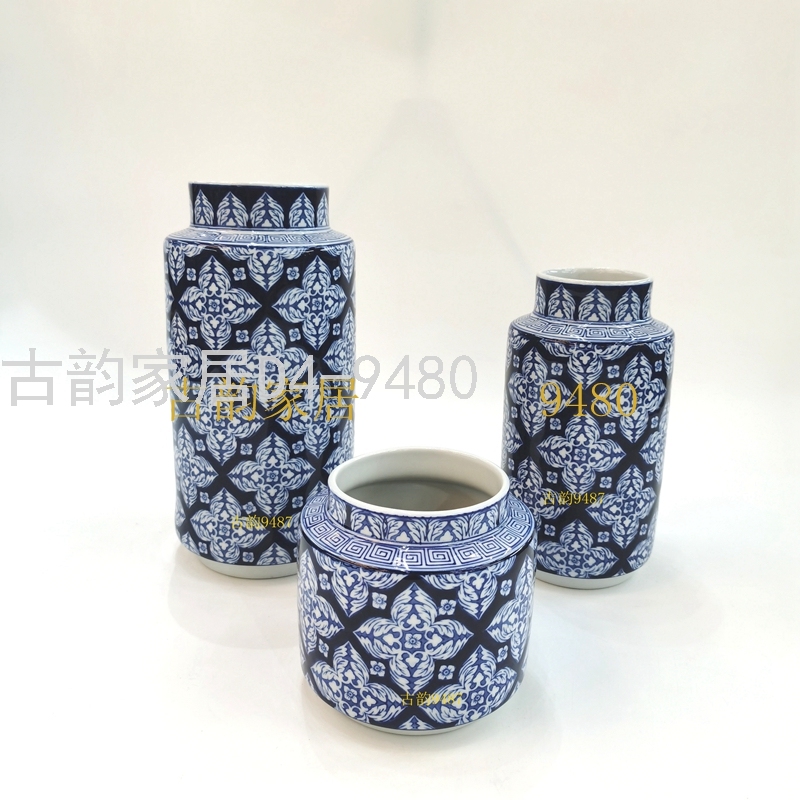 Guyun Factory Store Ceramic Crafts Residence Decorative Flower Vase Blue and White Porcelain Candy Box Decorations