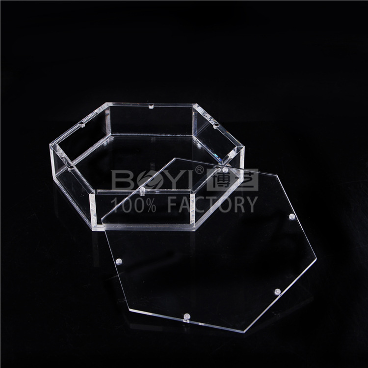 Acrylic hexagon display box wholesale plexiglass candy box storage box manufacturers customized