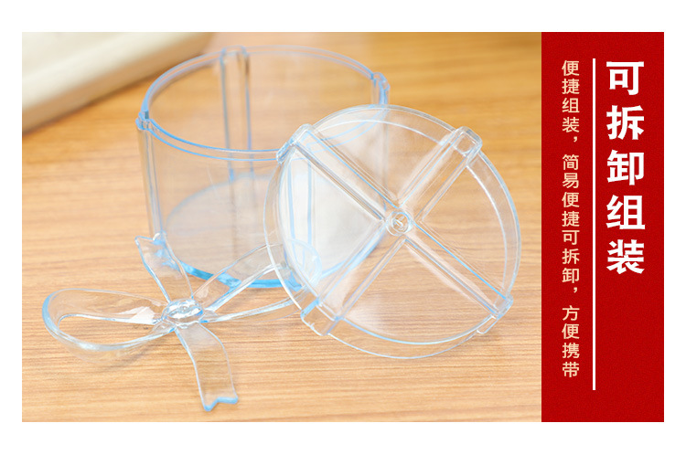 European PS Plastic Wedding Candies Box Transparent Bow Decoration Wedding Candies Box Cylinder Small Cardboard Storage Box Creative Candy Box
