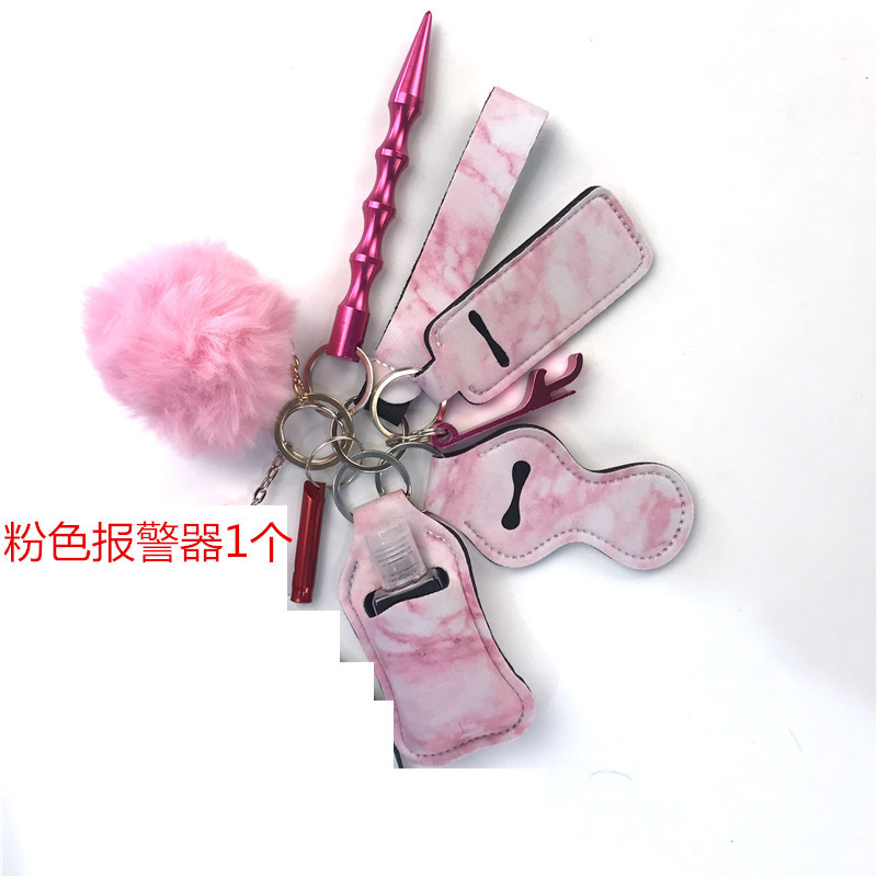 Cross-Mirror Wrist Keychain 10-Piece Set Women&#039;s Hand Sanitizer Bag Aluminum Anti-Wolf Stick Alarm Keychain