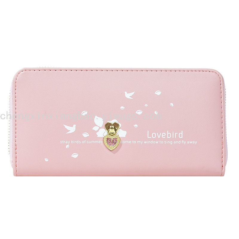 Women&#039;s Wallet Single-Pull Love Zipper Wrist Strap Clutch Korean Fashion Large Capacity Mobile Phone Bag