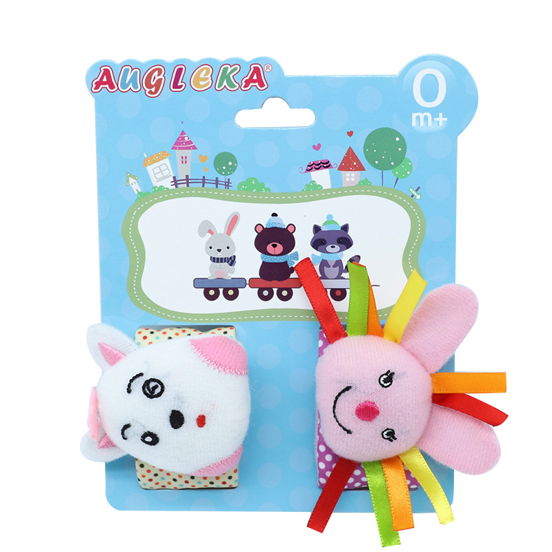 Augleka baby wrist watch chain bell cotton wrist band newborn baby toys