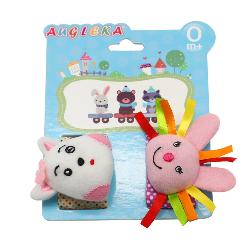 Augleka baby wrist watch chain bell cotton wrist band newborn baby toys