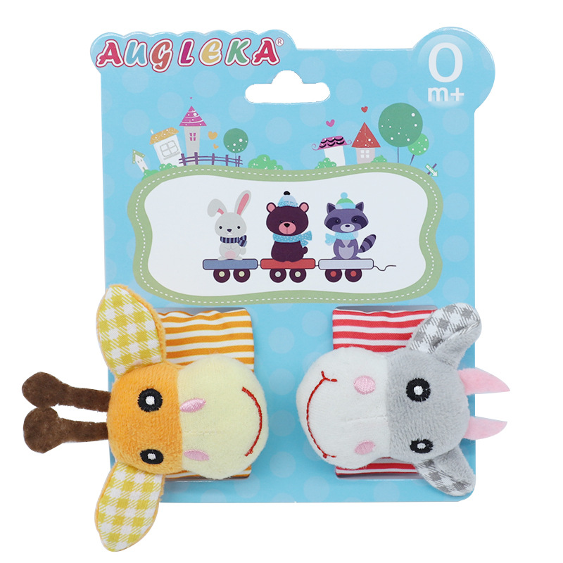 Augleka baby wrist watch chain bell cotton wrist band newborn baby toys