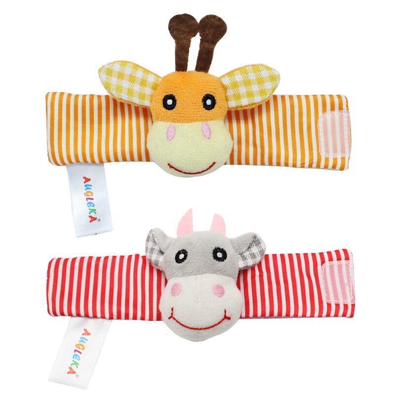 Augleka baby wrist watch chain bell cotton wrist band newborn baby toys