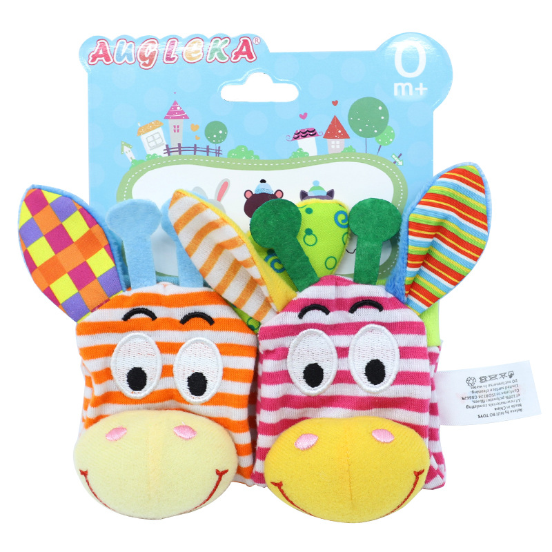 Augleka baby wrist watch chain bell cotton wrist band newborn baby toys