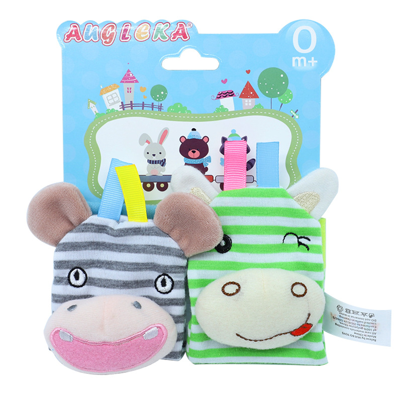 Augleka baby wrist watch chain bell cotton wrist band newborn baby toys