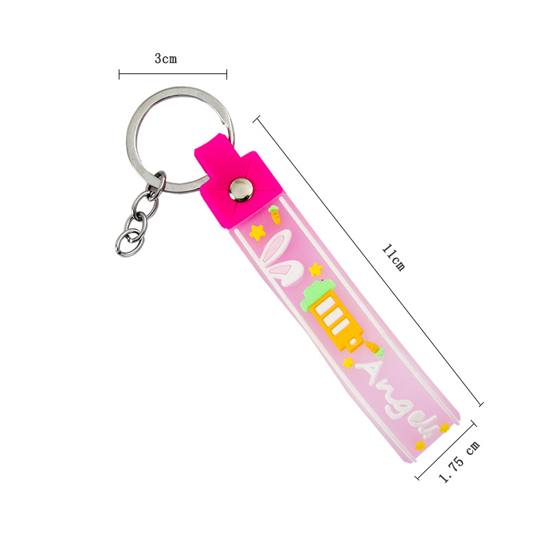 Rabbit Keychain Net Red Silicone Love Pink Ass Doll Keychain with Rope Wrist Strap Key Chain