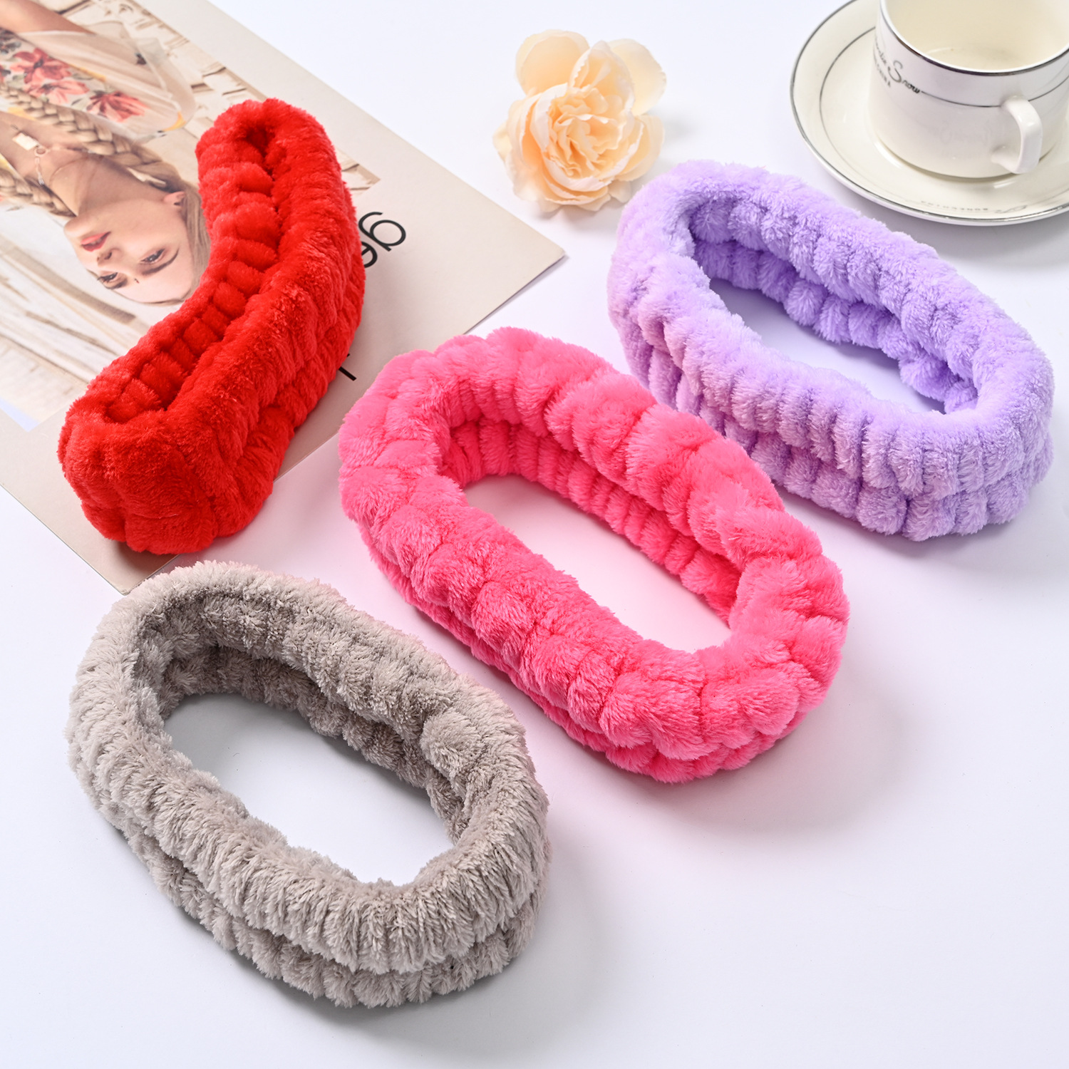 Hundred Hair Bands with Flannel Wrist Headband Accessories Pure Color Hair Ring Sample Customization Processing Semi-Finished Products Hair Band