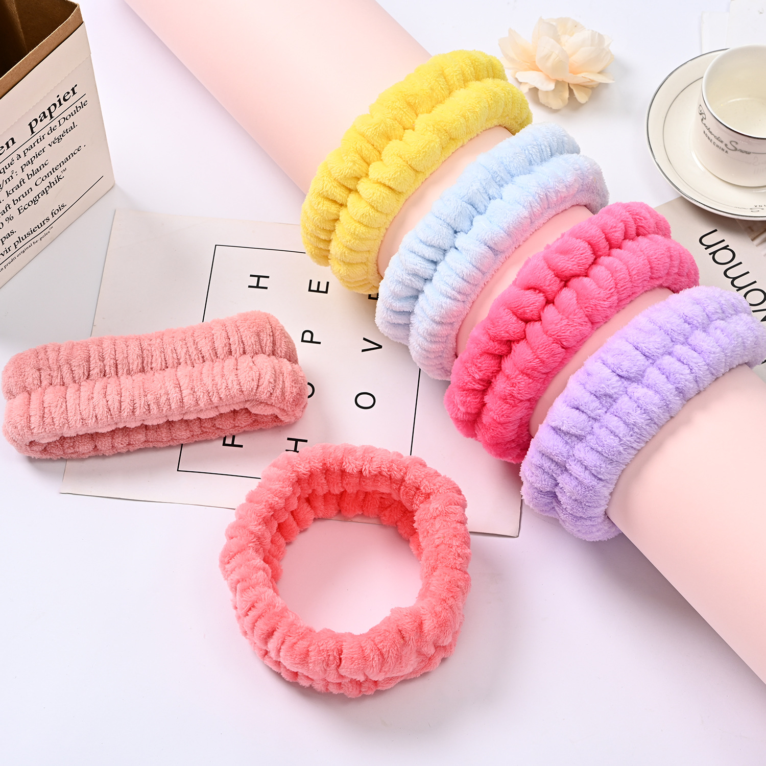 Hundred Hair Bands with Flannel Wrist Headband Accessories Pure Color Hair Ring Sample Customization Processing Semi-Finished Products Hair Band
