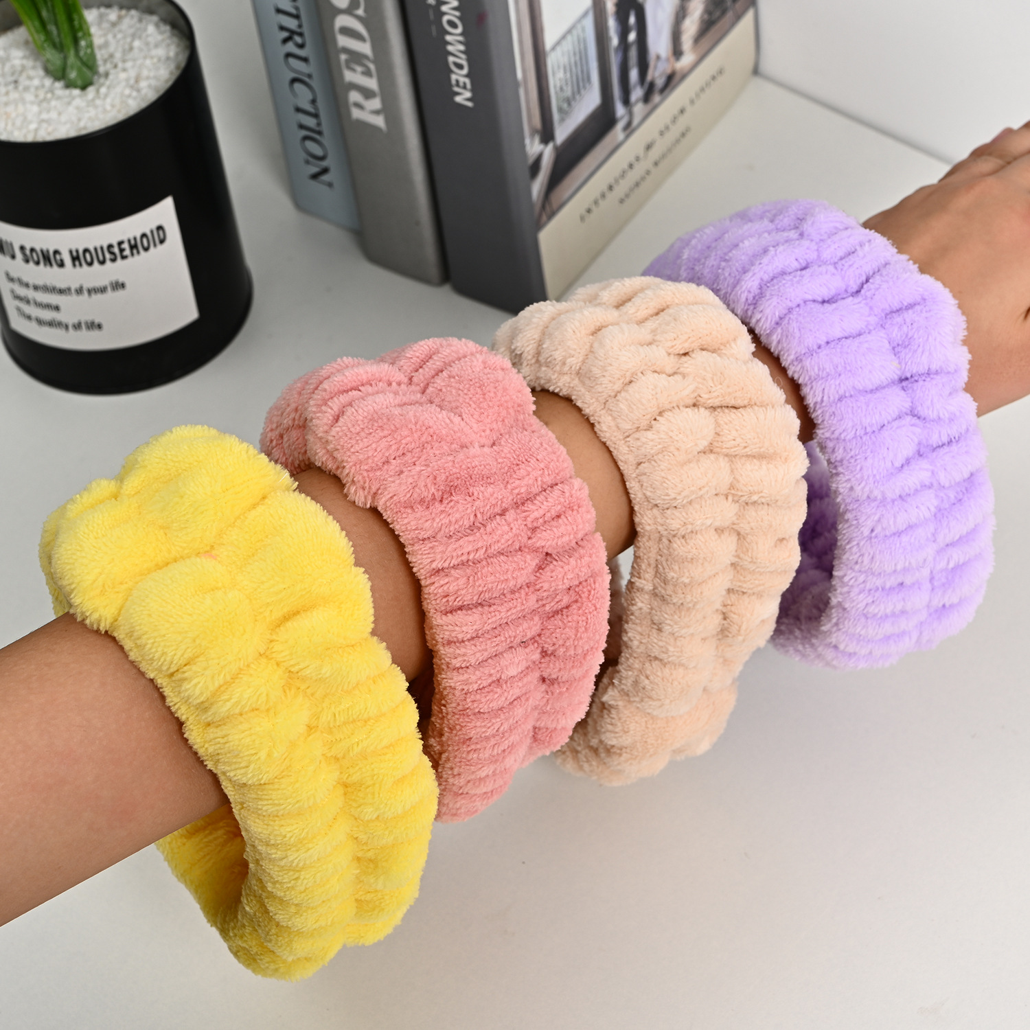 Hundred Hair Bands with Flannel Wrist Headband Accessories Pure Color Hair Ring Sample Customization Processing Semi-Finished Products Hair Band