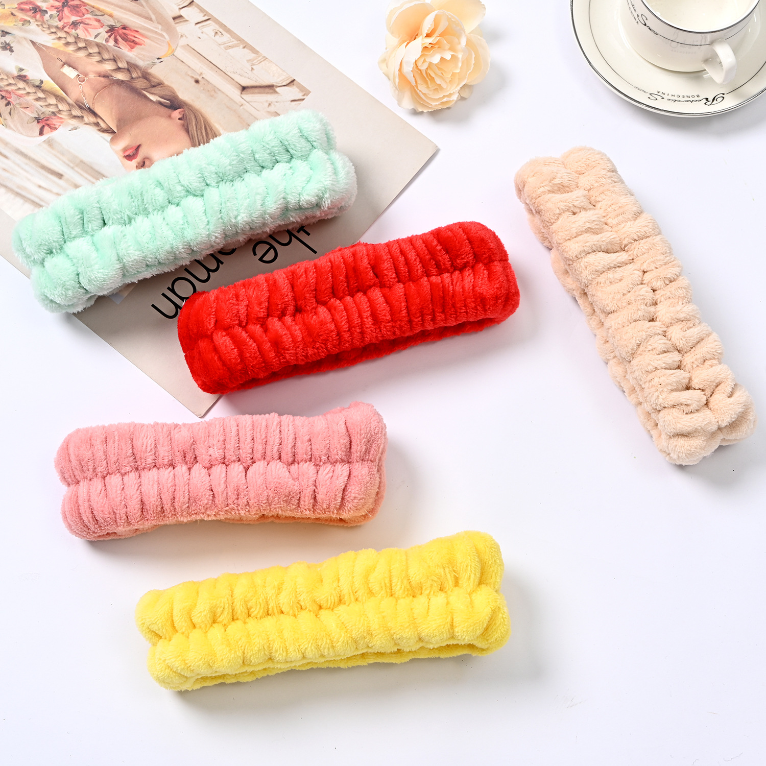Hundred Hair Bands with Flannel Wrist Headband Accessories Pure Color Hair Ring Sample Customization Processing Semi-Finished Products Hair Band