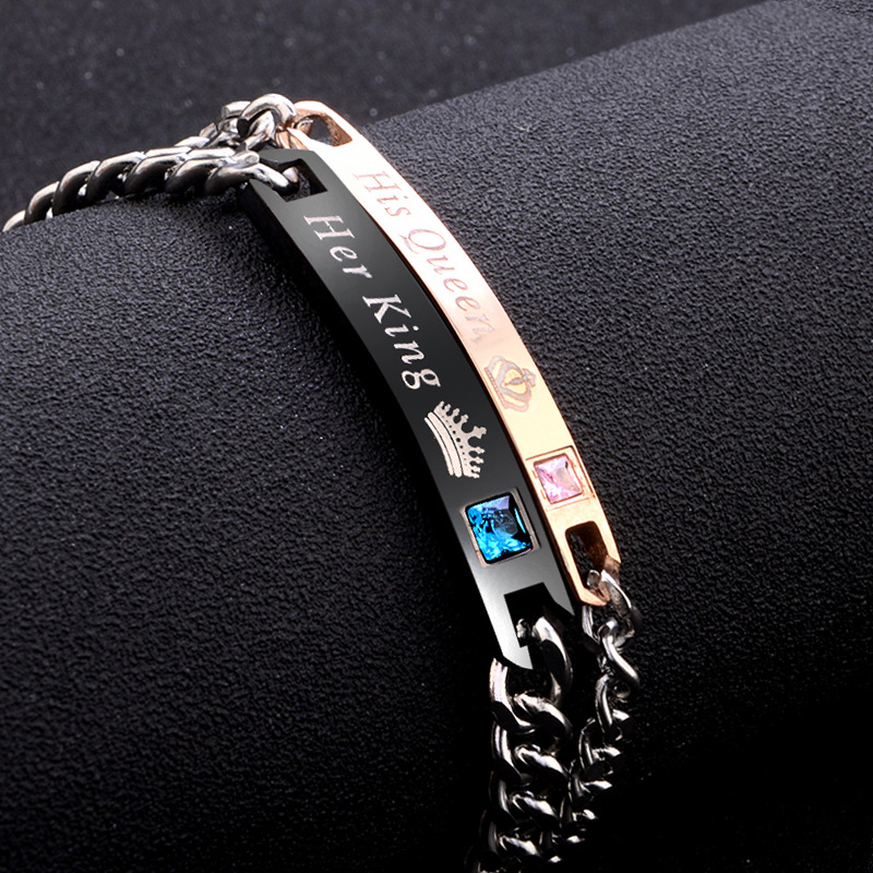 New Couple Bracelet Wrist Ring Trendy Men and Women Japanese and Korean Style Student Minimalist Bracelet His Queen Her King
