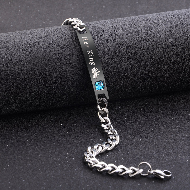 New Couple Bracelet Wrist Ring Trendy Men and Women Japanese and Korean Style Student Minimalist Bracelet His Queen Her King